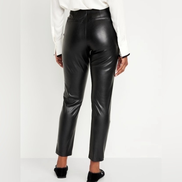 NWT! Black Extra High-Waisted Faux Leather Pants for Women - Size 8 TALL💛 - Picture 2 of 10